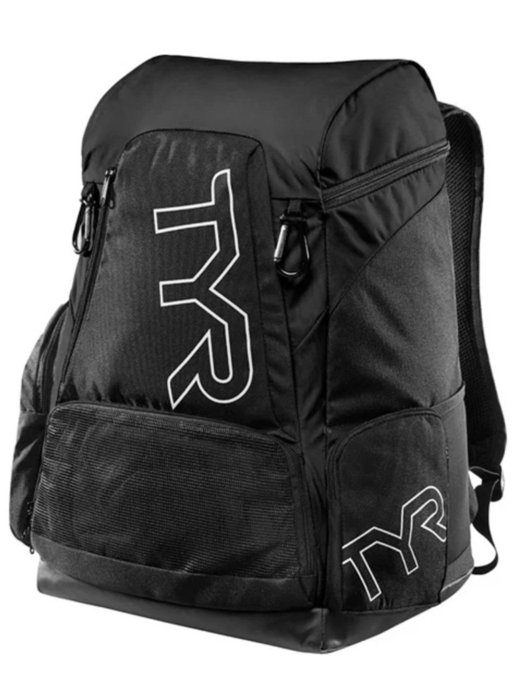 TYR Alliance 45 L Black Athletic Backpack with White Logo